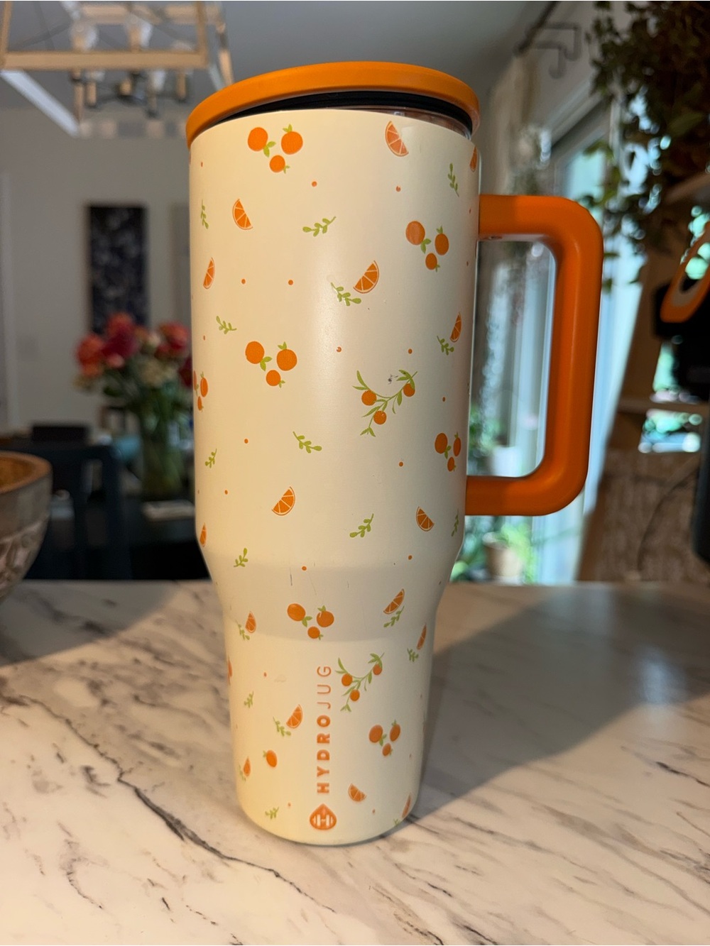 HydroJug Cream & Orange Citrus Pattern Travel Tumbler